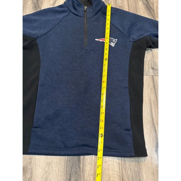 NFL New England Patriots Mens Half-Zip Pullover Sweatshirt S Blue & Black 2 Pock - Picture 4 of 7